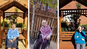 Tameside care home Residents enjoy sunny sit in the garden